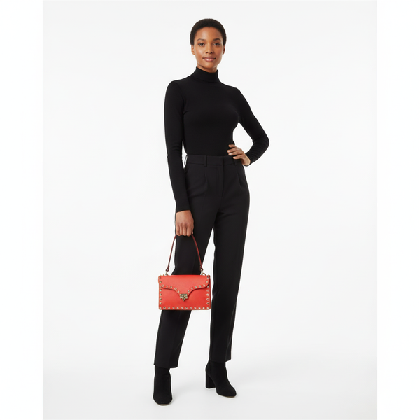 Leather Rockstud Bag Orange