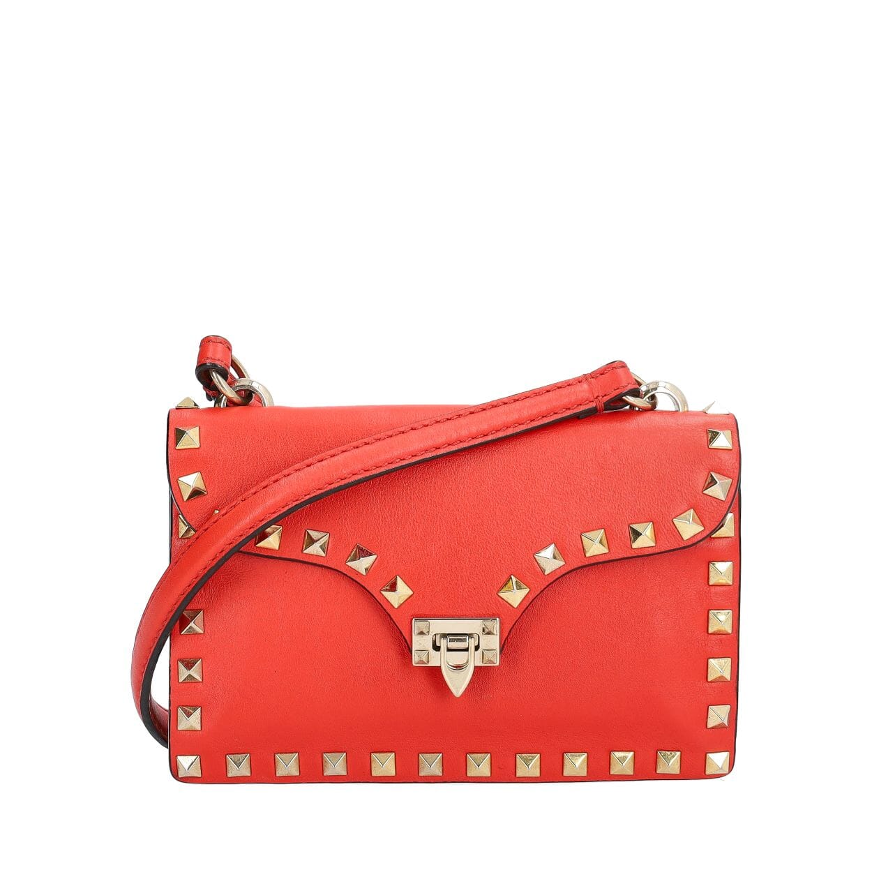 VALENTINO ロジェ　BAG 美品　保護シールあり VALENTINO Leather Rockstud Bag Orange | Luxity