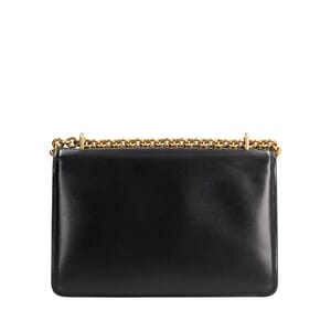 Leather Vain Medium Shoulder Bag Black, view 3