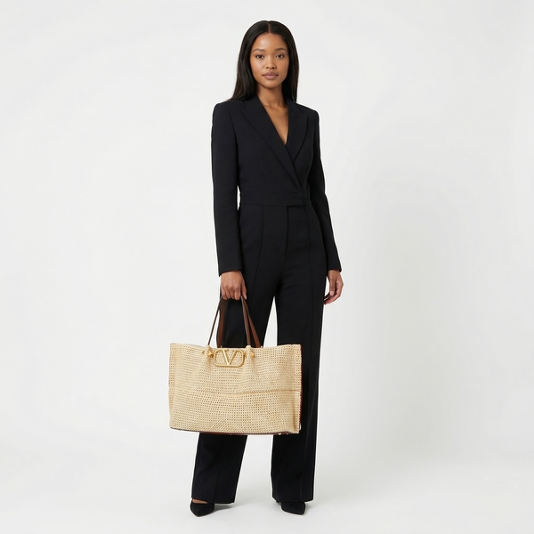 Straw Medium Summer Tote Beige