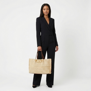 Straw Medium Summer Tote Beige, view 9