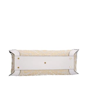 Canvas Bead Embellished VLogo Tote Beige/White, view 6