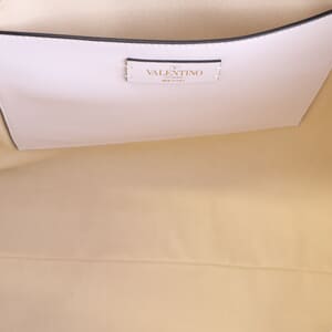 Canvas Bead Embellished VLogo Tote Beige/White, view 7