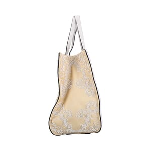 Canvas Bead Embellished VLogo Tote Beige/White, view 4