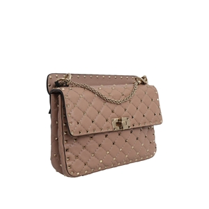 GARAVANI Leather Rockstud Spike Medium Bag Nude, view 2