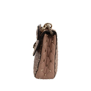 GARAVANI Leather Rockstud Spike Medium Bag Nude, view 7