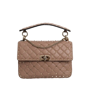 GARAVANI Leather Rockstud Spike Medium Bag Nude