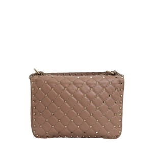 GARAVANI Leather Rockstud Spike Medium Bag Nude, view 3