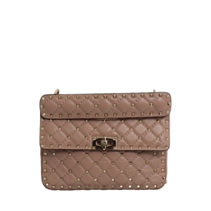 GARAVANI Leather Rockstud Spike Medium Bag Nude, view 6