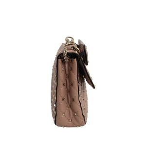 GARAVANI Leather Rockstud Spike Medium Bag Nude, view 8