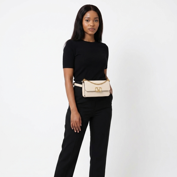 Leather Belt Bag White