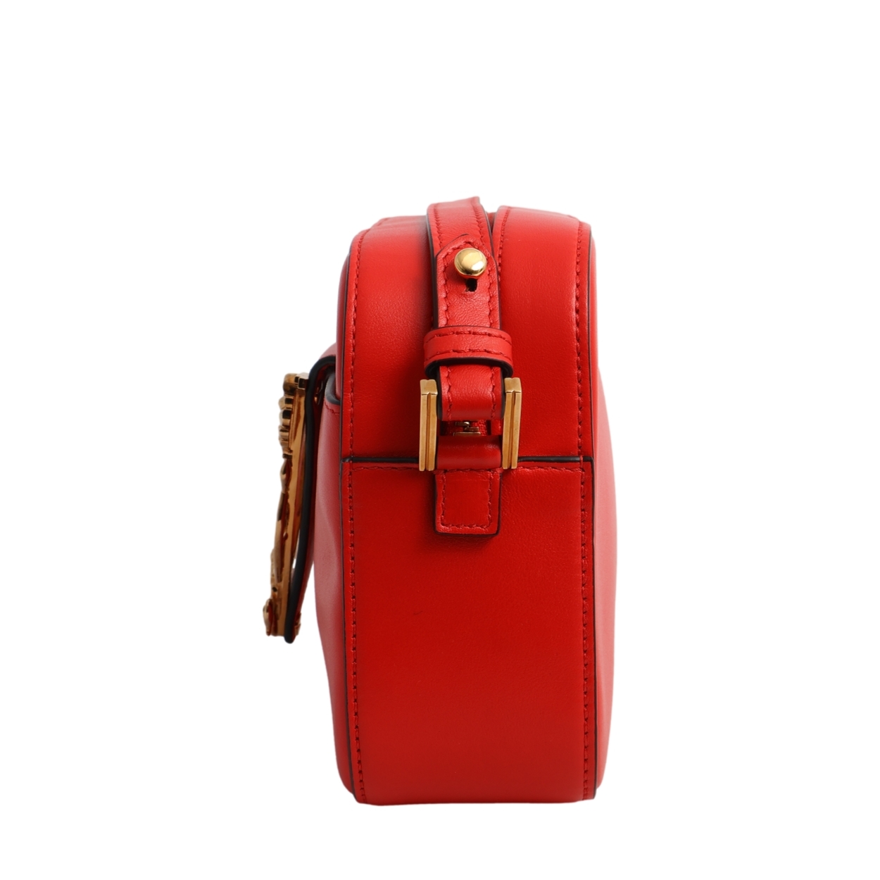 VERSACE Leather Virtus Camera Bag Red | Luxity