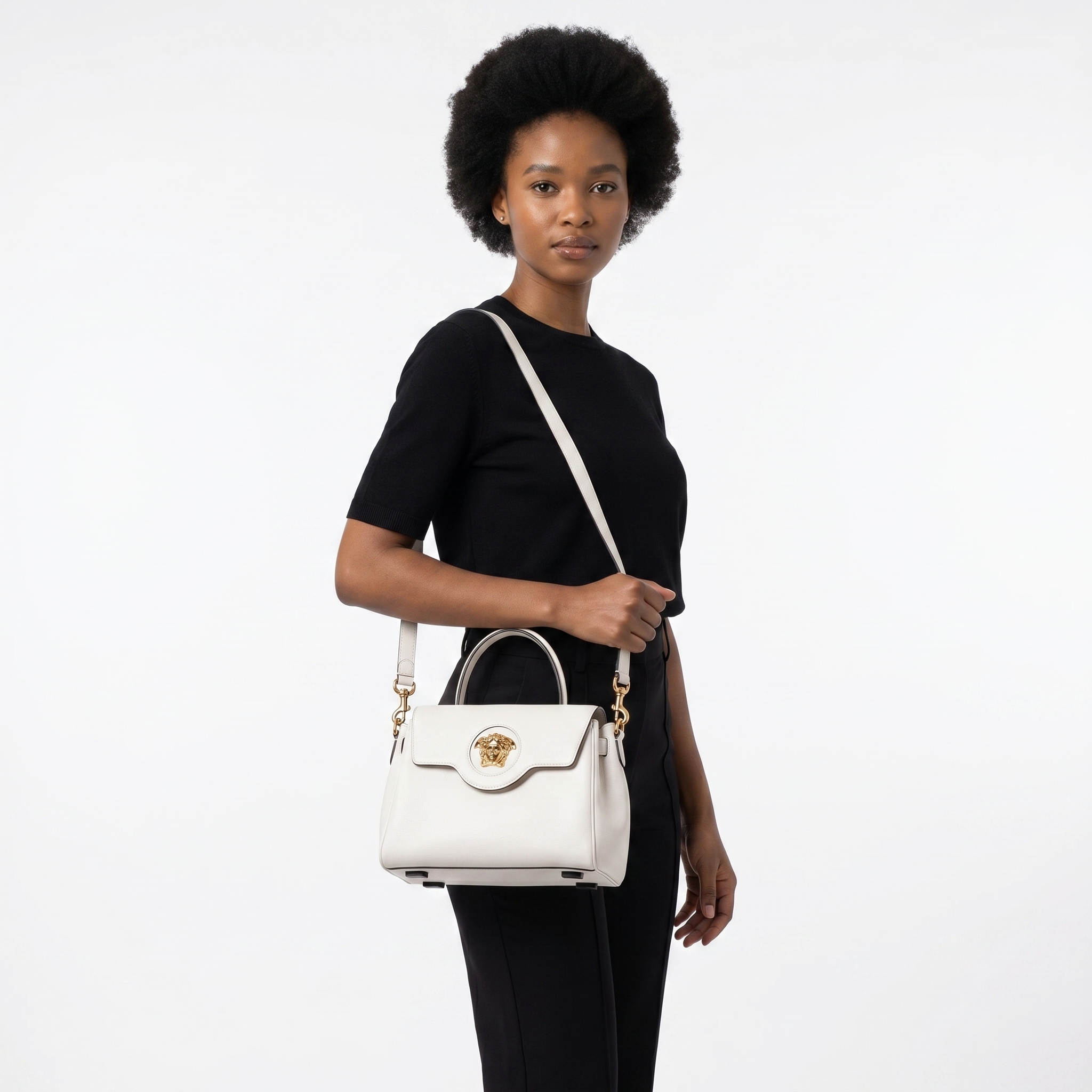 VERSACE Leather Medusa Top Handle White | Luxity