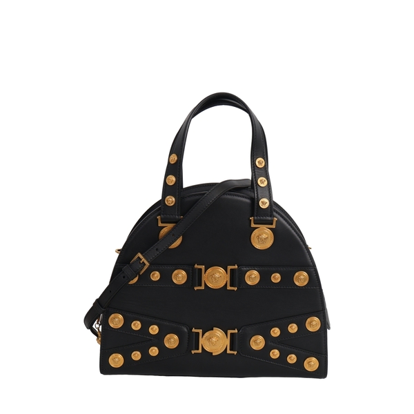 Leather Medusa Medallion Bag Black