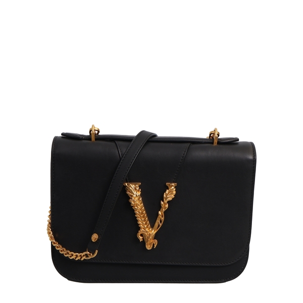 Leather Virtus Small Shoulder Bag Black