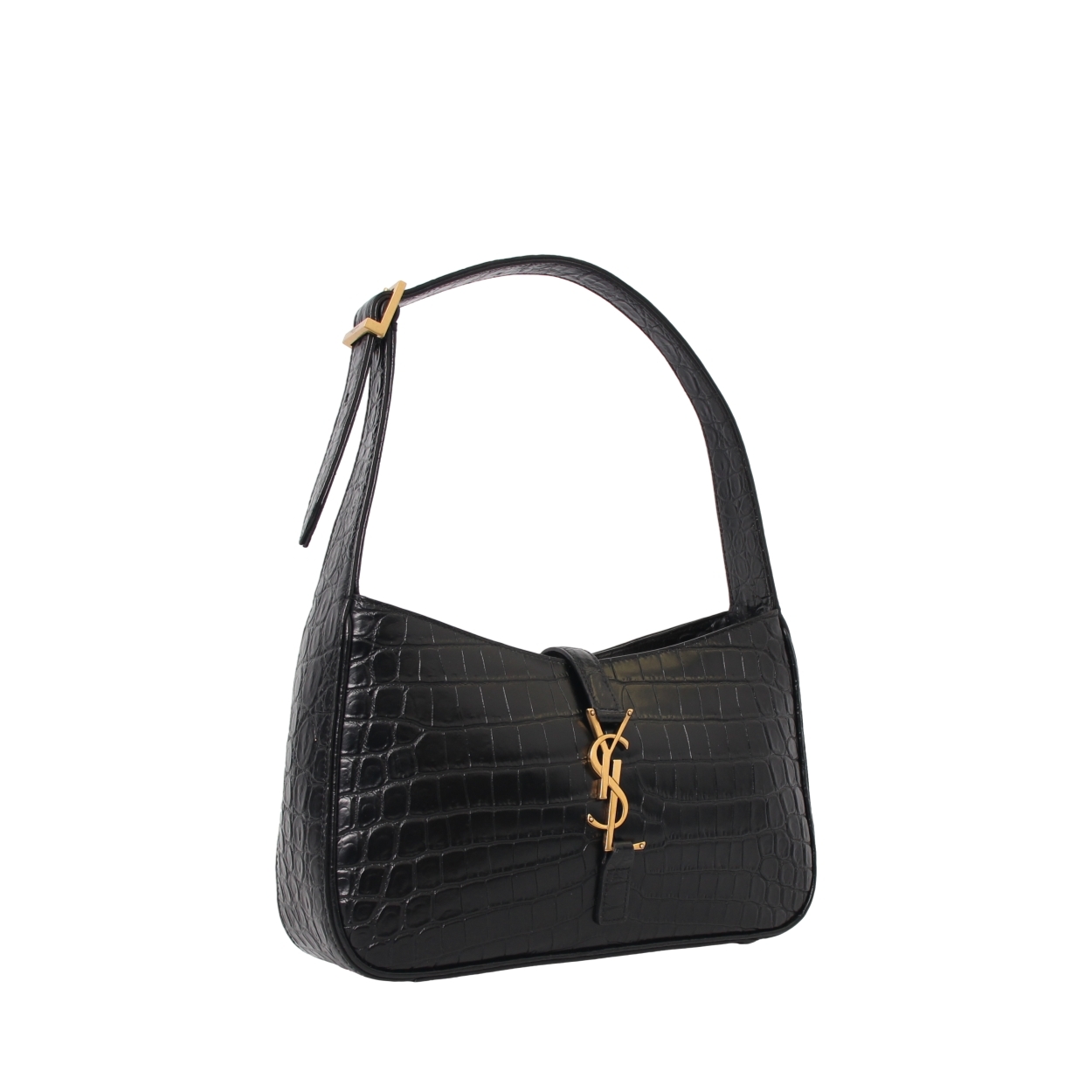 YVES SAINT LAURENT Croc Embossed LE 5A 7 Shoulder Bag Black | Luxity