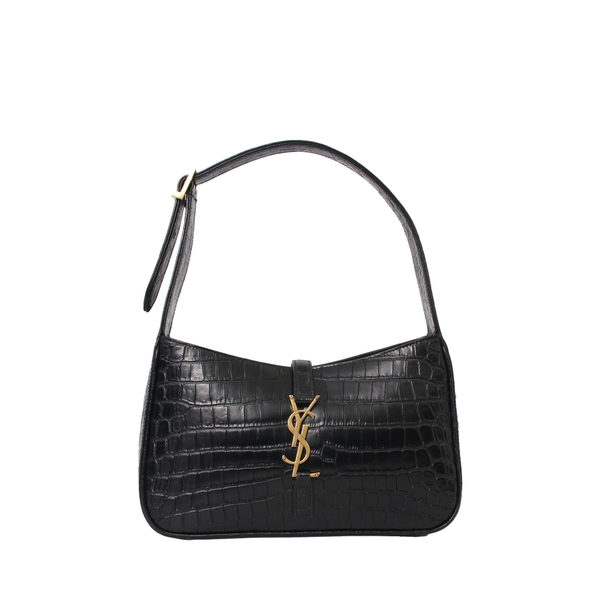 Croc Embossed LE 5A 7 Shoulder Bag Black