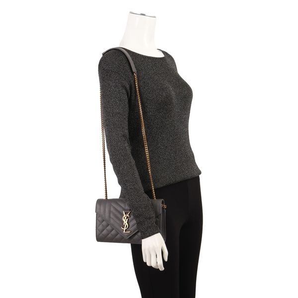 Quilted Leather Small Envelope Bag Grey