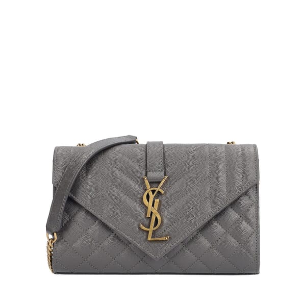 Quilted Leather Small Envelope Bag Grey