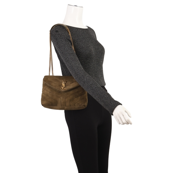 Suede Small Loulou Shoulder Bag Green