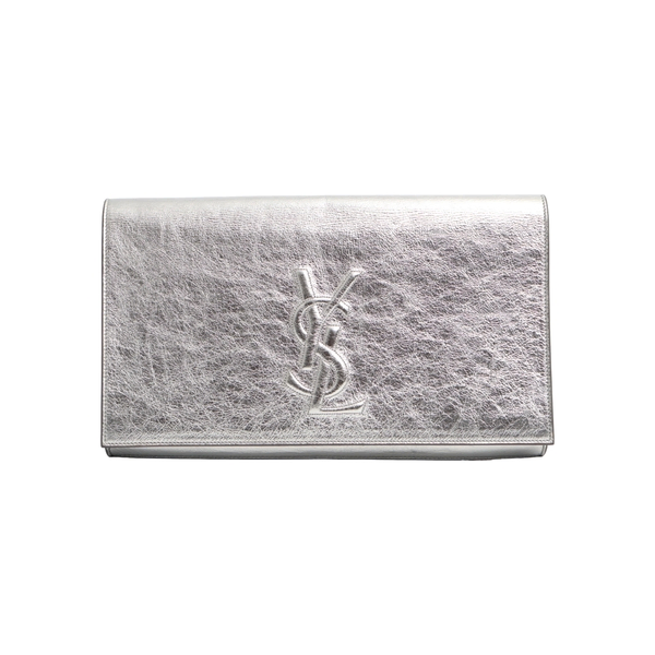 Leather Belle du Jour Clutch Silver