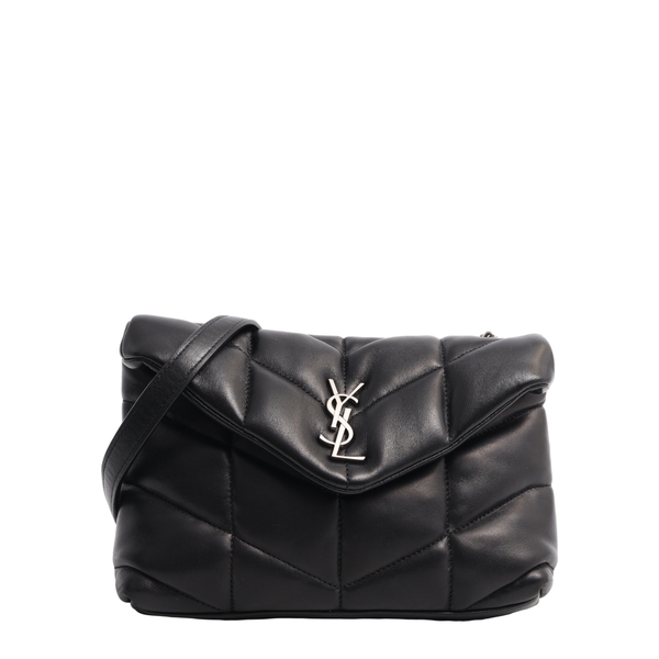 Quilted Leather Loulou Toy Puffer Shoulder Bag Black