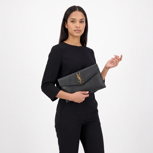 Leather Uptown Pouch Black/Gold