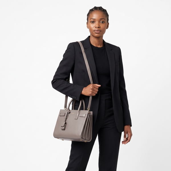 Leather Sac De Jour Nano Tote Taupe