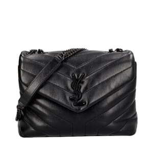 Chevron Leather Small Puffer Shoulder Bag Black