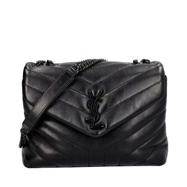 Chevron Leather Small Puffer Shoulder Bag Black