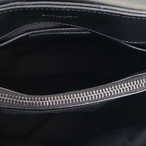 Chevron Leather Small Puffer Shoulder Bag Black, view 9