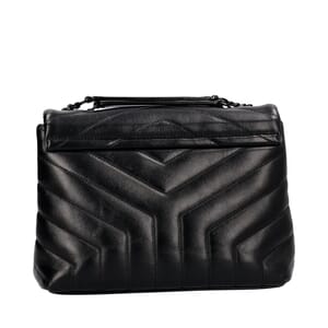 Chevron Leather Small Puffer Shoulder Bag Black, view 3