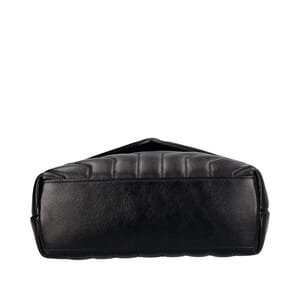 Chevron Leather Small Puffer Shoulder Bag Black, view 8
