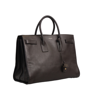 Leather Large Sac de Jour Tote Chocolate, view 2