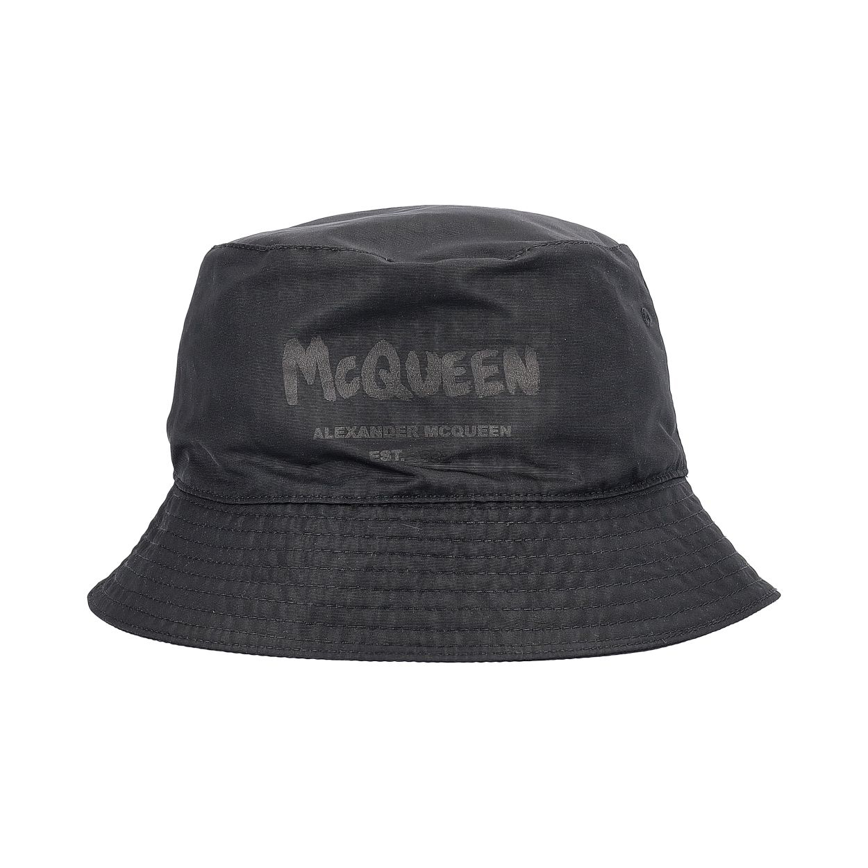 ALEXANDER MCQUEEN Polyester Logo Bucket Hat Black | Luxity