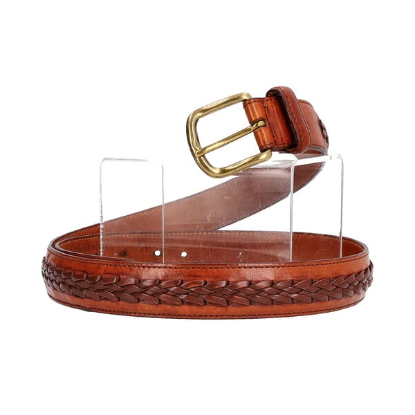 Vintage Leather Woven Belt Brown -S: 100 (40)