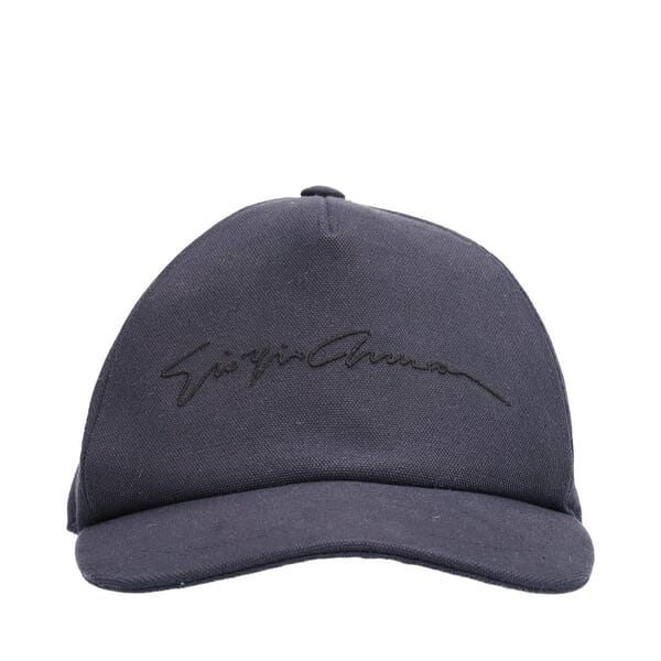 Cotton Embroided Signature Baseball Cap Navy