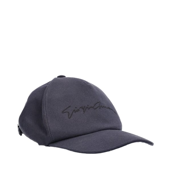 Cotton Embroided Signature Baseball Cap Navy