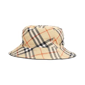 Cotton Reversible Check Bucket Hat Beige/Black, view 6