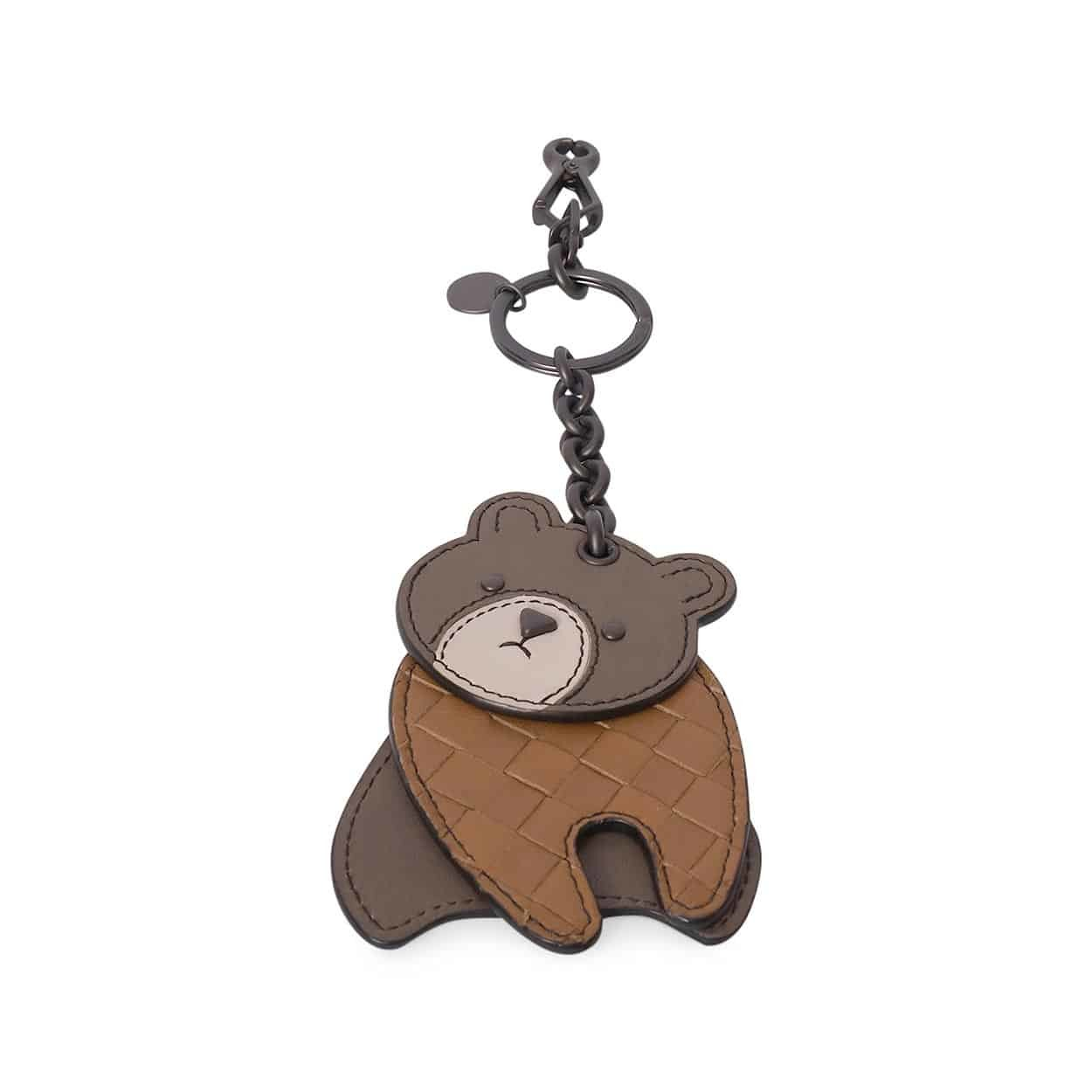 BOTTEGA VENETA Intrecciato Bear Key Chain Grey/Brown | Luxity