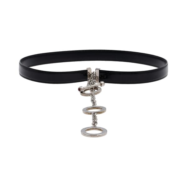 Leather Chain Belt Black - S: 80 (32)