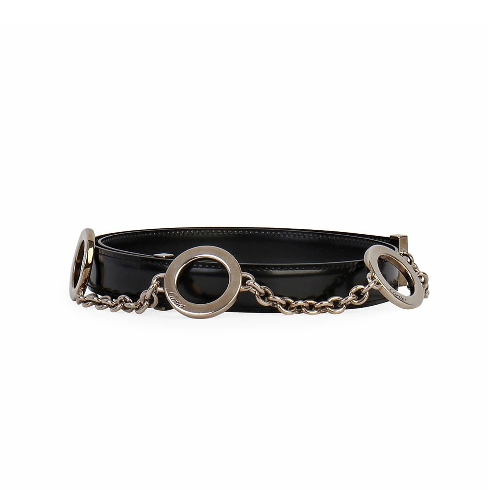 CARTIER Leather Chain Belt Black - S: 80 (32) | Luxity