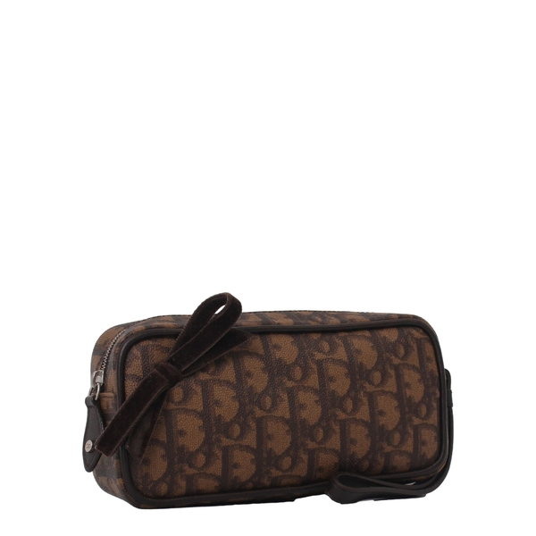 Vintage Coated Canvas Cosmetic Pouch Brown