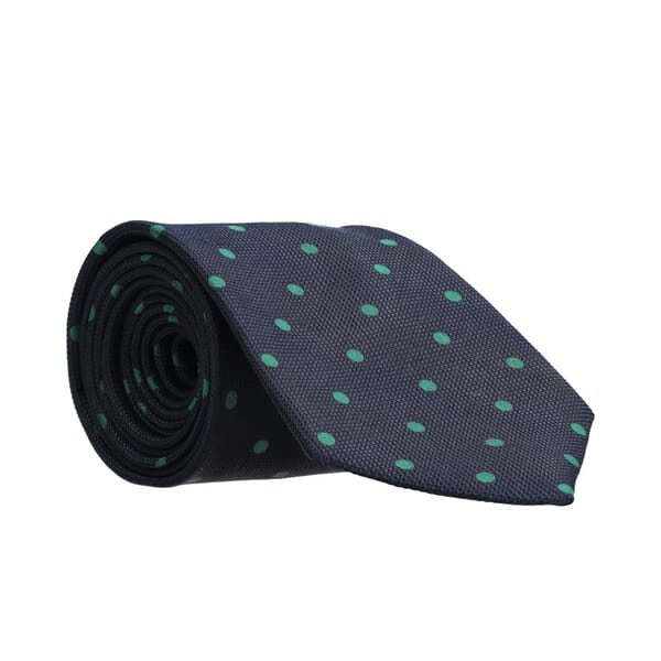 Vintage Silk Polka Dot Tie Navy/Green