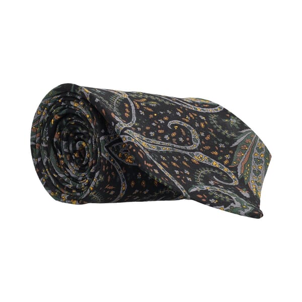 Silk Tie Paisley Black/Green