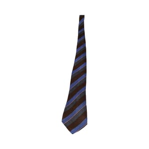Vintage Cotton Striped Tie Blue/Brown, view 2
