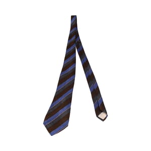 Vintage Cotton Striped Tie Blue/Brown, view 3