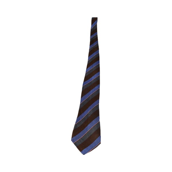 Vintage Cotton Striped Tie Blue/Brown