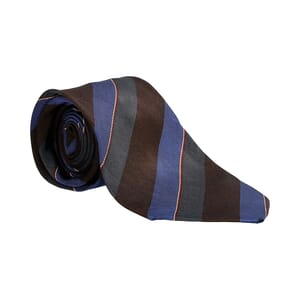Vintage Cotton Striped Tie Blue/Brown