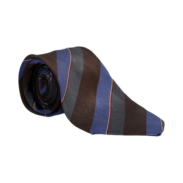 Vintage Cotton Striped Tie Blue/Brown